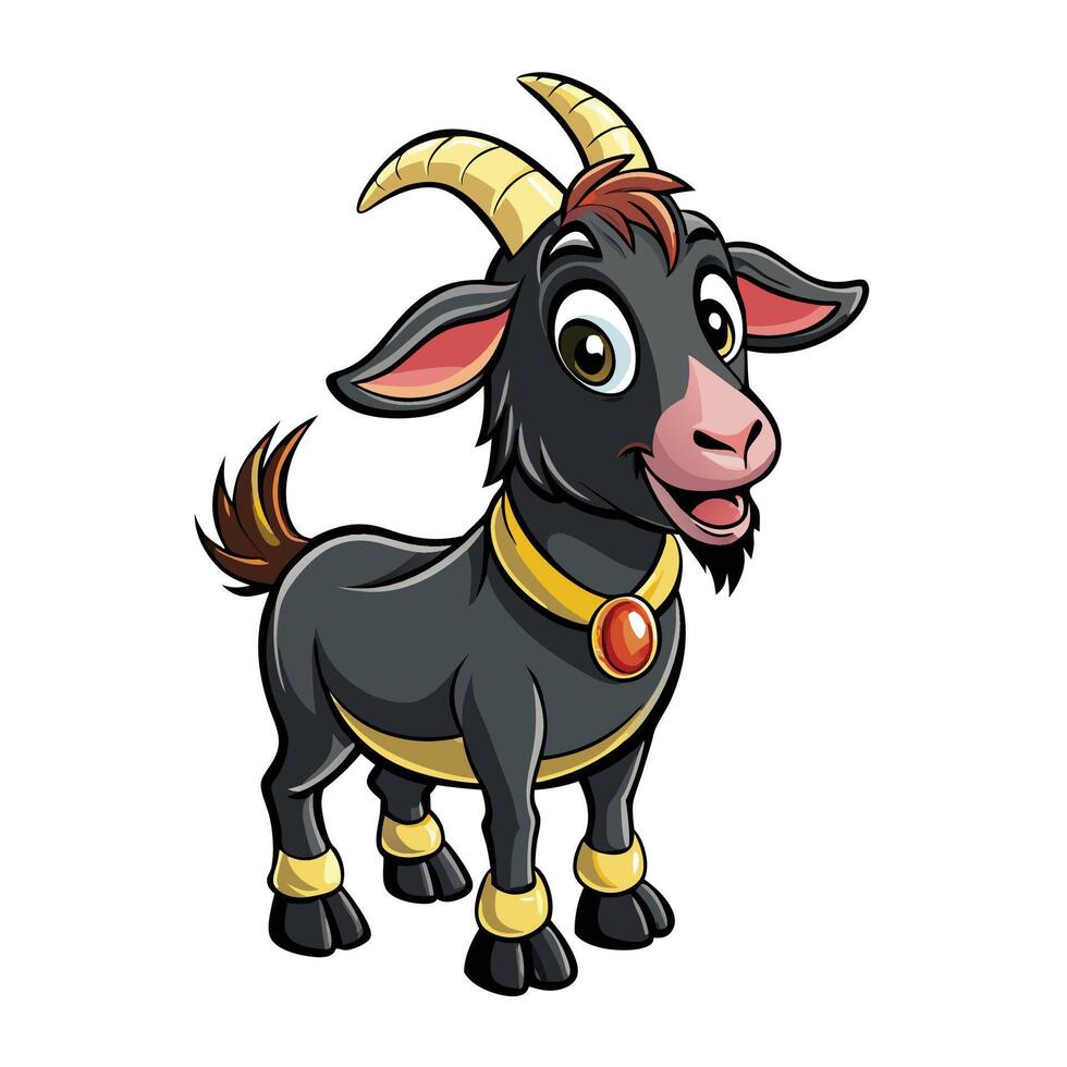 goat cartoon character illustration isolated on white b white backgroundackground vector