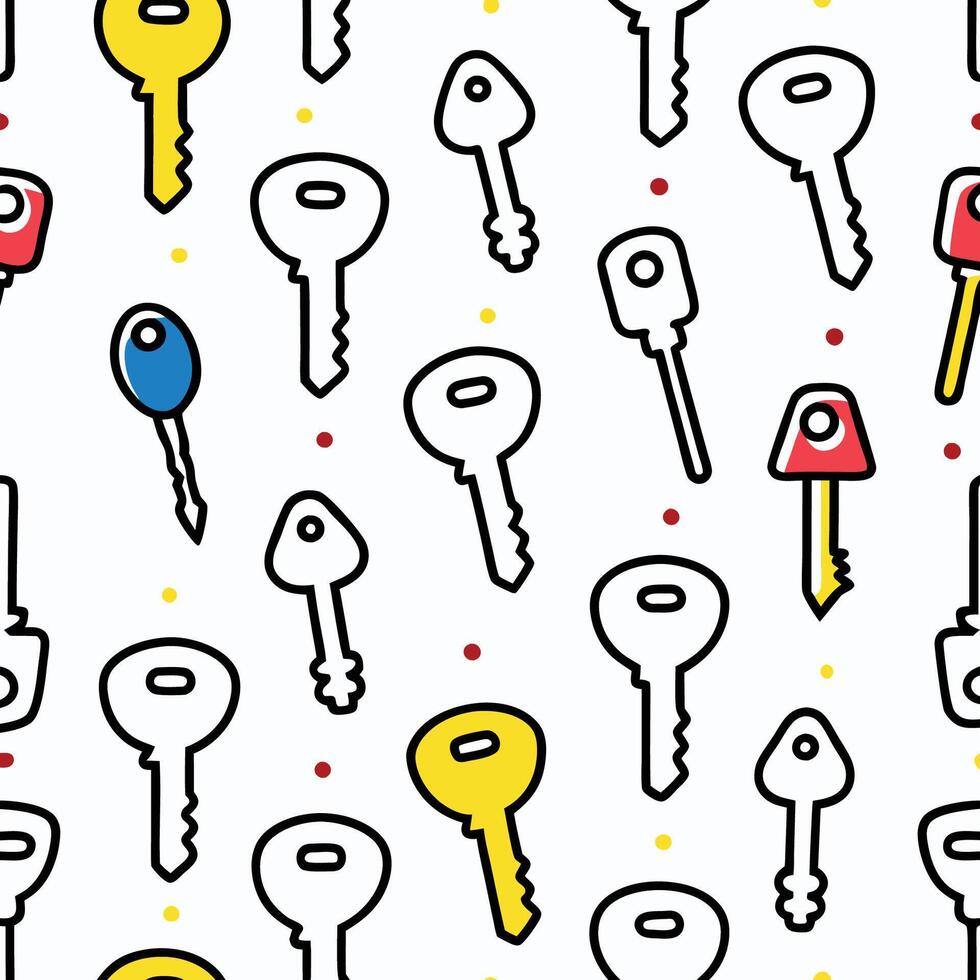 seamless pattern with keys and keyholes illustration white background vector