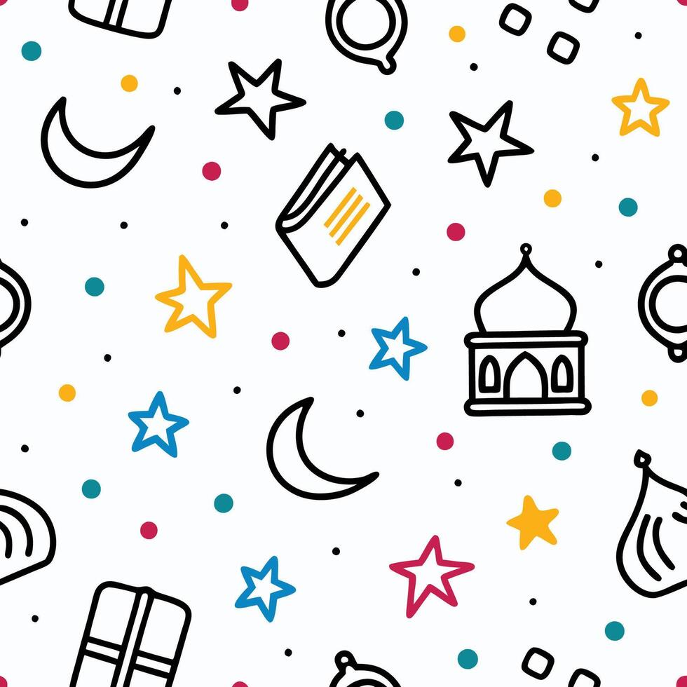 seamless pattern with islamic symbols background, vector