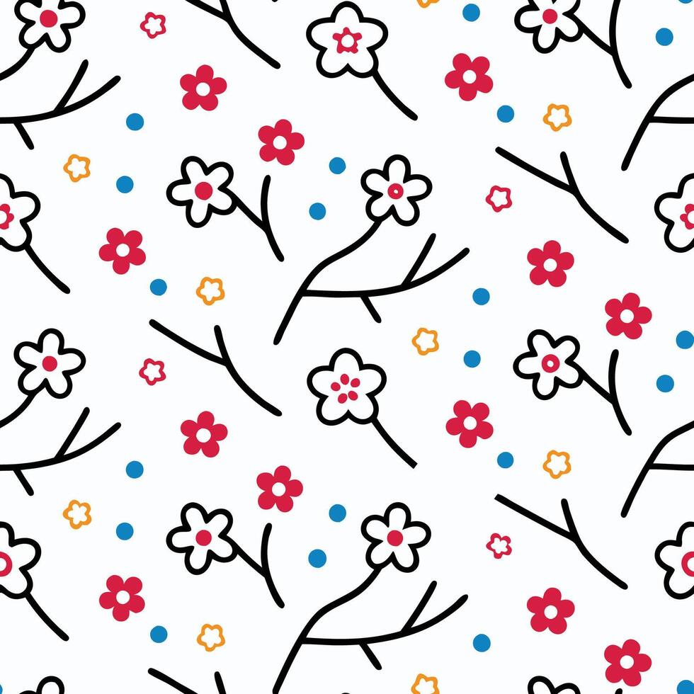 a pattern with flowers and leaves white background white background vector