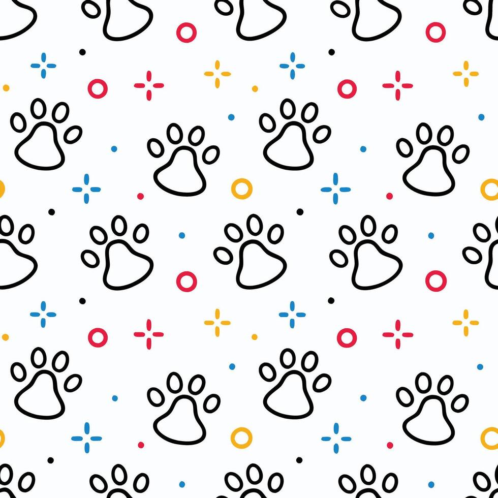 seamless pattern with paw prints and circles vector
