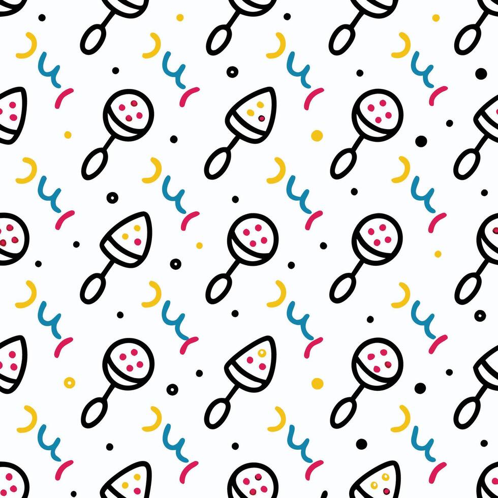 a pattern with a lot of different colored spoons white background vector
