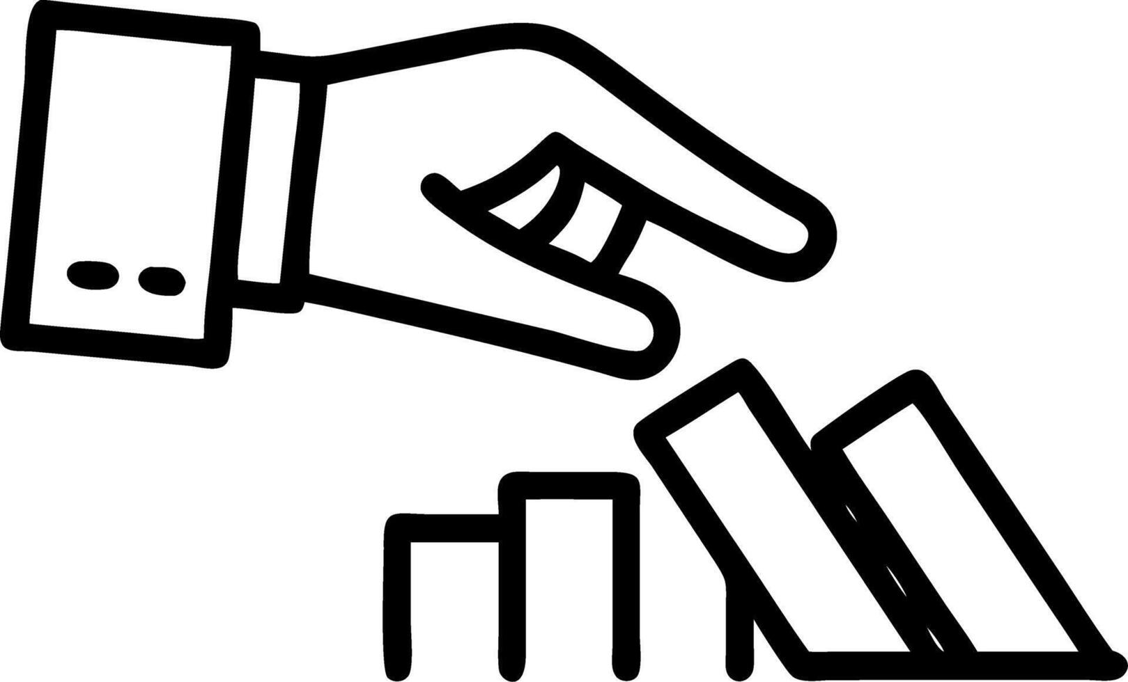 Businesswoman hand stops domino wooden effect symbolizing risk management and strategic decision making in business concept as Highlights proactive planning organizational strateg Clean vector