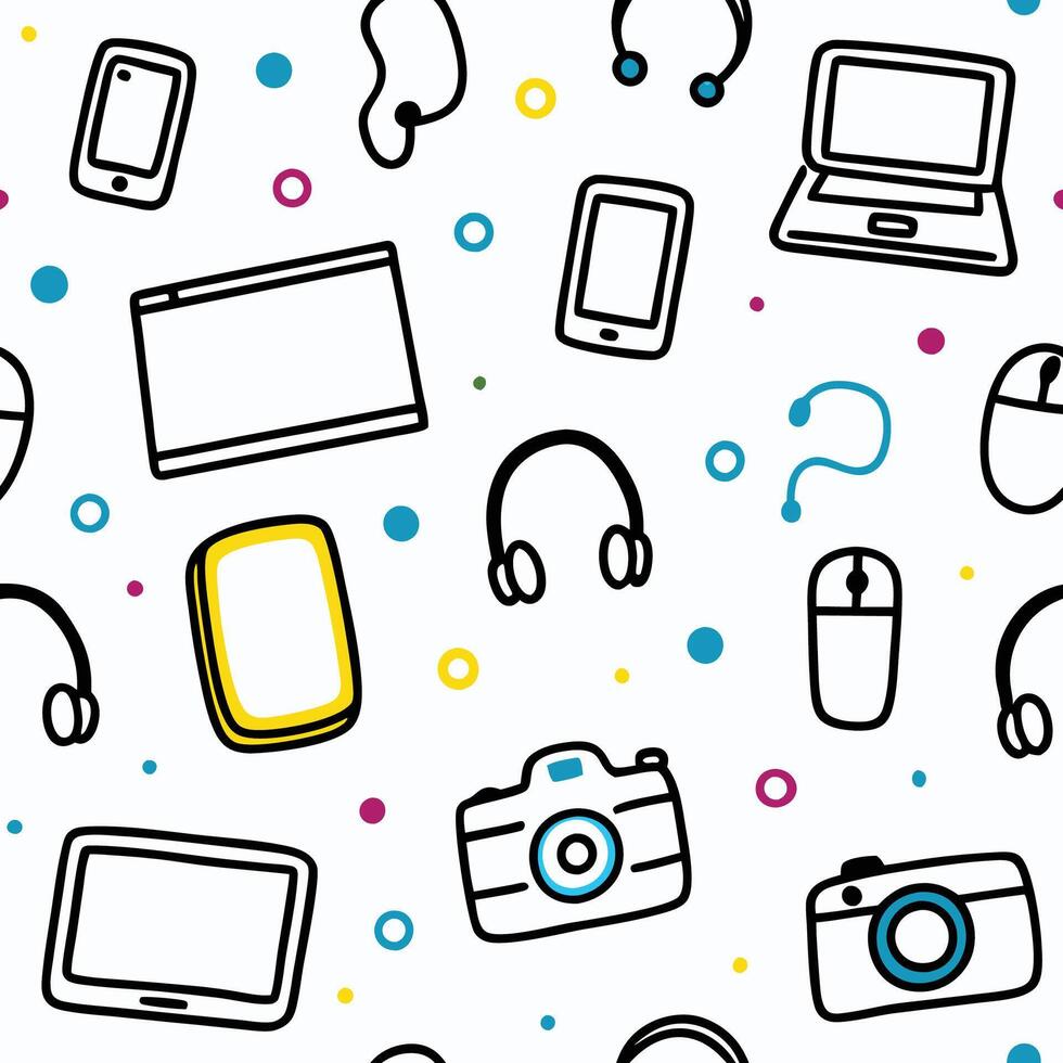a seamless pattern with electronic white background vector