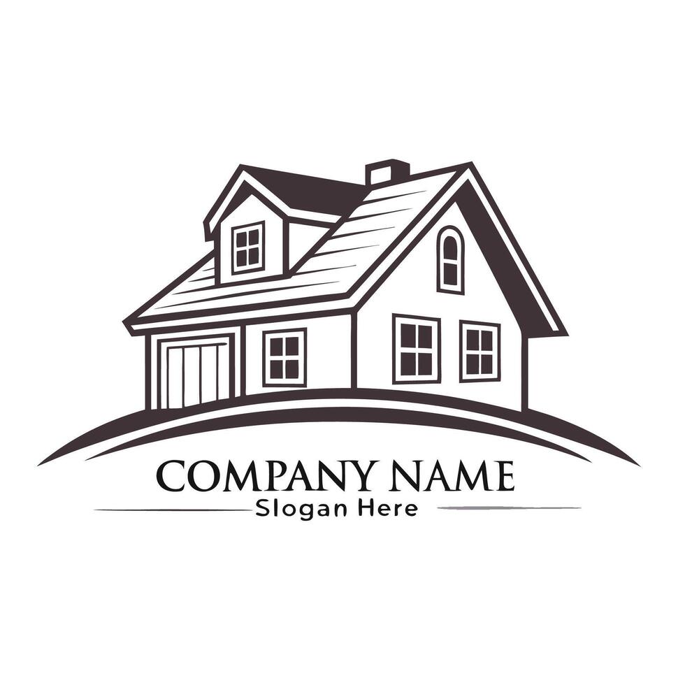 house logo with a black and white image background vector