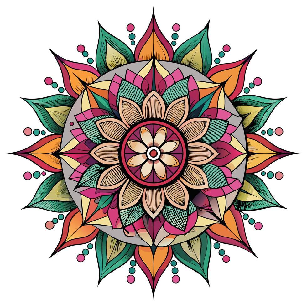 a colorful flower design with leaves and flowers white background vector