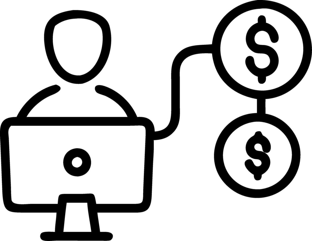 Businessman uses computer to manage financial investments focusing on fund management portfolio diversification and investment strategies concept as Businessman manages financial i Clean vector