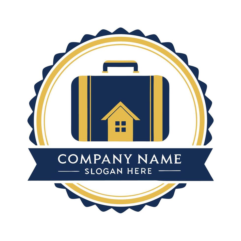 a house with a suitcase and a house logo vector