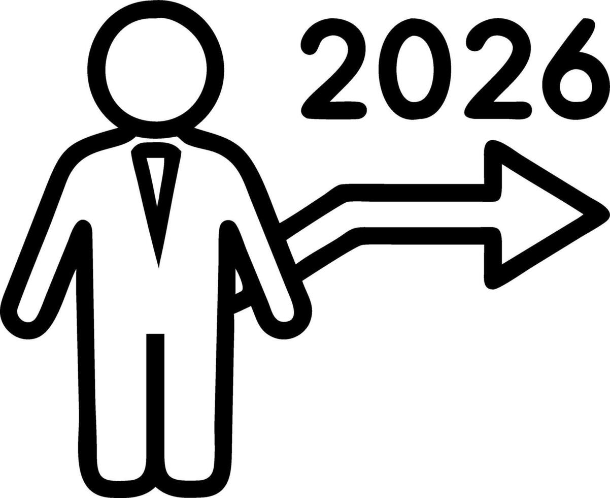Businessman plans business growth and financial strategies in 2026 to achieve positive indicators and business expansion concept as Businessman plans business growth and financial Clean vector