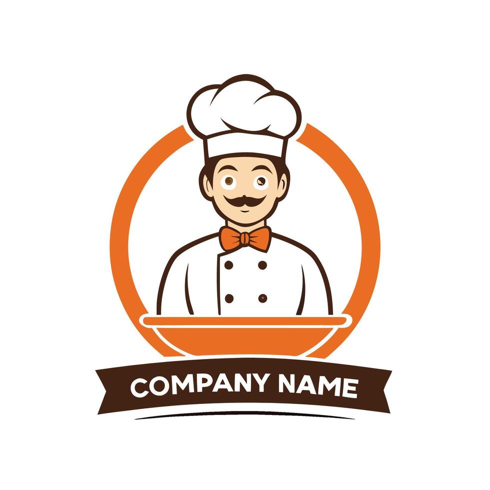 chef logo design template, illustration and white background vector