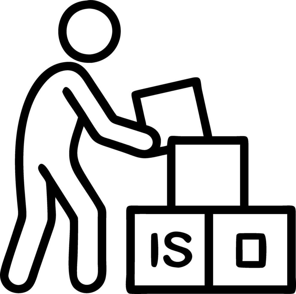 Businessman places wooden cubes with ISO standards quality control concept assurance warranty in dark background concept as Businessman places wooden cubes labeled with ISO standa Clean vector