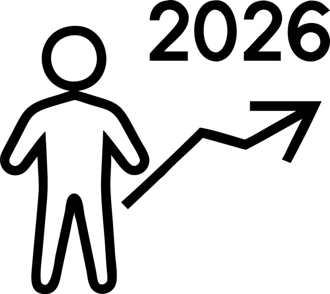 Businessman planning business growth and financial increase in 2026 to boost business expansion and growth concept as Businessman strategizing business growth and financial increas Clean vector