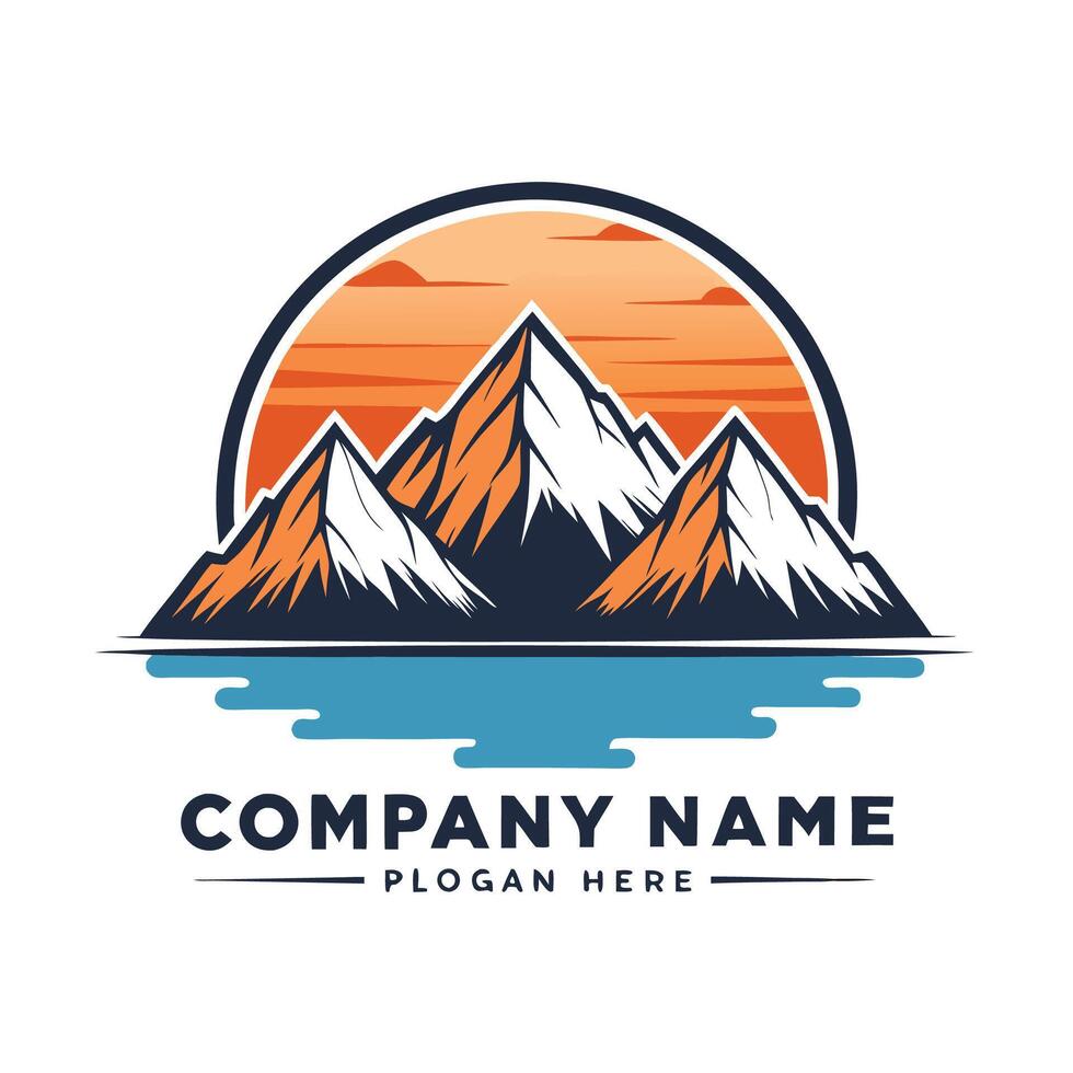 mountain landscape with water and mountains white background vector