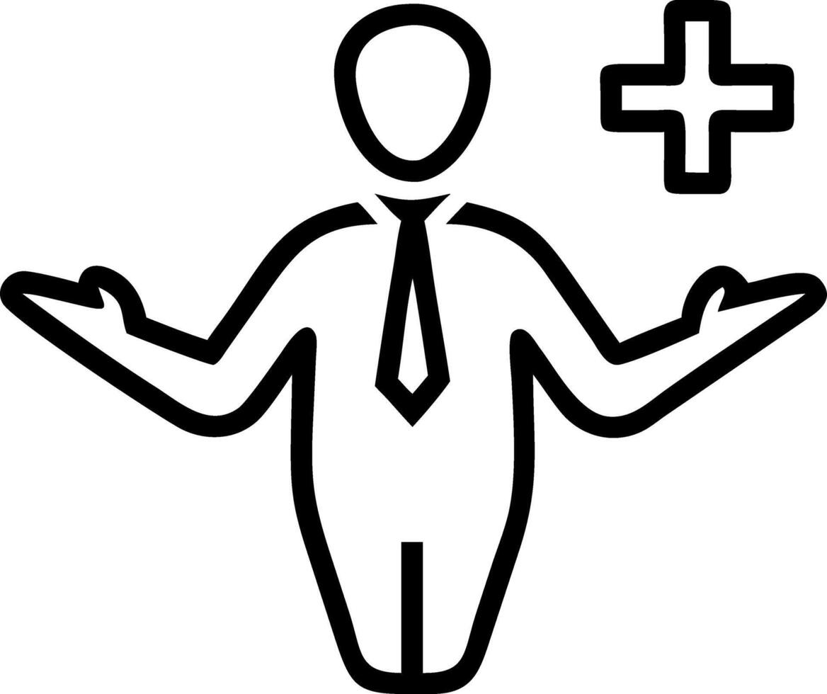 Businessman offering positive attributes with plus sign symbolizes profit growth and corporate responsibility concept as Highlights workplace motivation and organizational strateg Clean vector