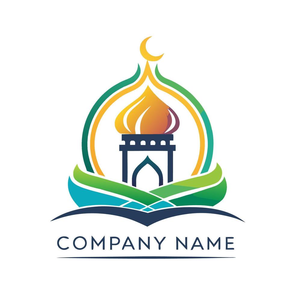 islamic mosque logo design template and illustration white background vector