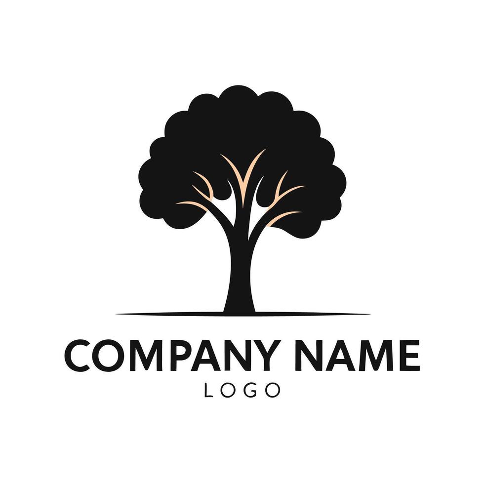 a tree logo with a black and white background white background vector