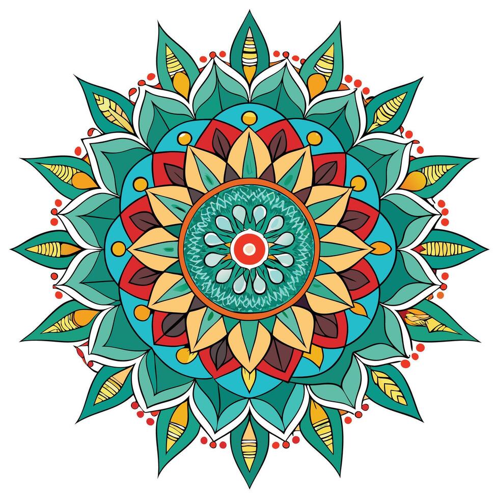 colorful mandala design with a circular center white background vector