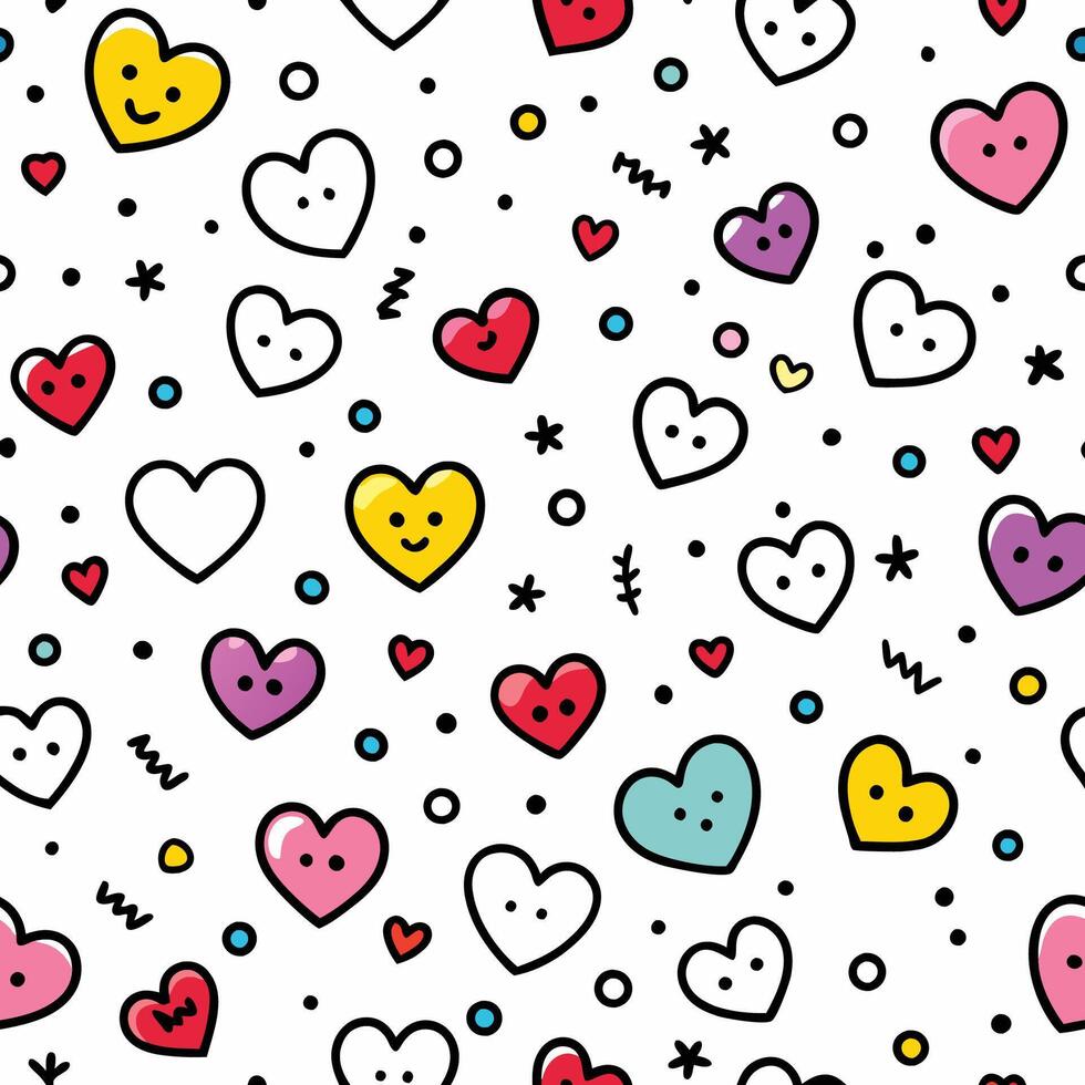 seamless pattern with hearts and stars on white background white background vector
