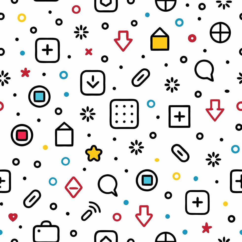 a seamless pattern with icons symbols white background vector