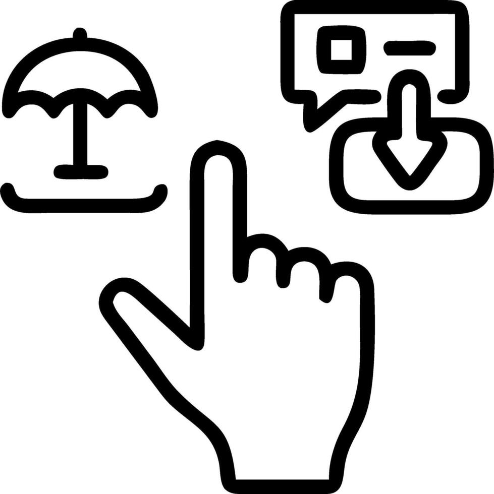 Businessman hand clicks insurance icons to car travel family and life financial and health insurance Insurance online buy concept concept as Businessman clicking on insurance ico Clean vector