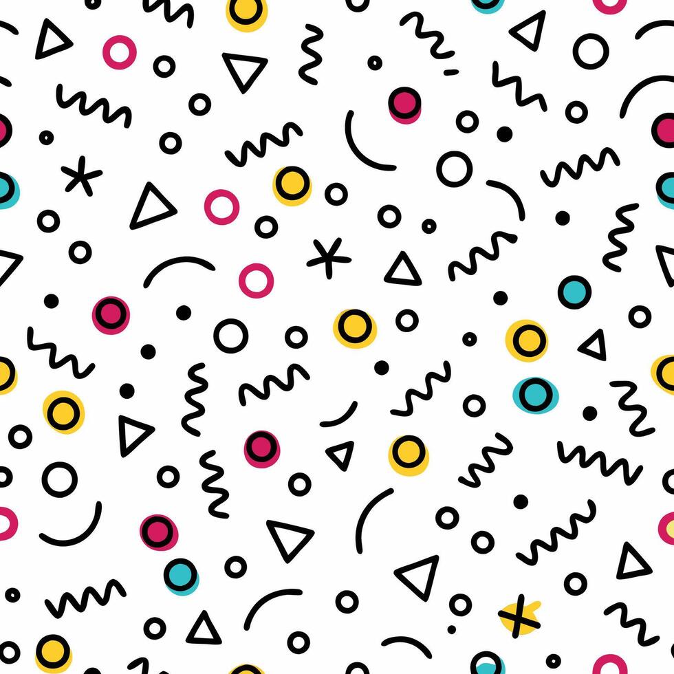 seamless pattern geometric shapes and shapes white background vector