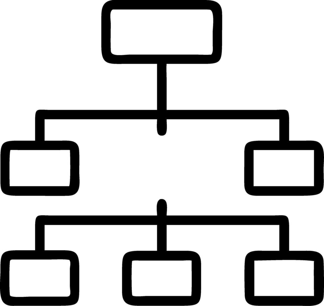 Business workflow automation system displays hierarchical data diagram of departments representing process management digital transformation and business organization structure co Clean vector