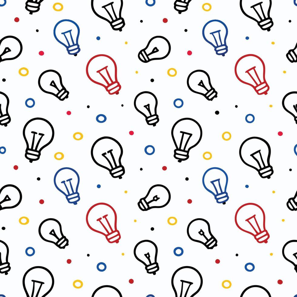 light bulb seamless pattern illustration white background vector