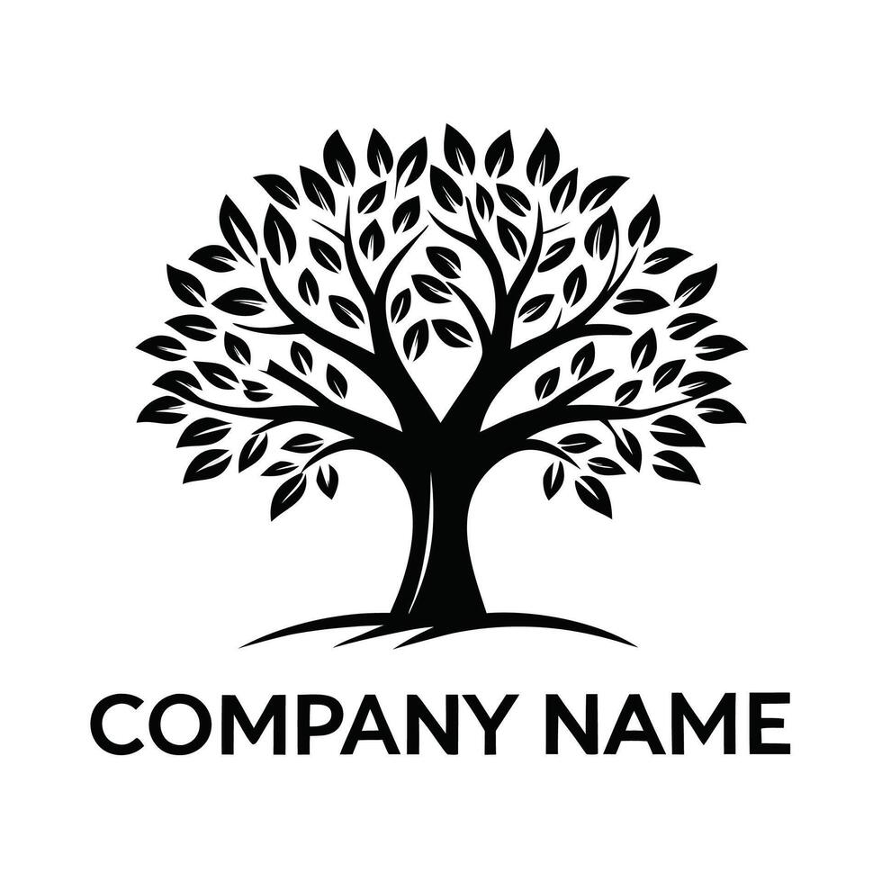 a black and white logo for a company with atree white background vector