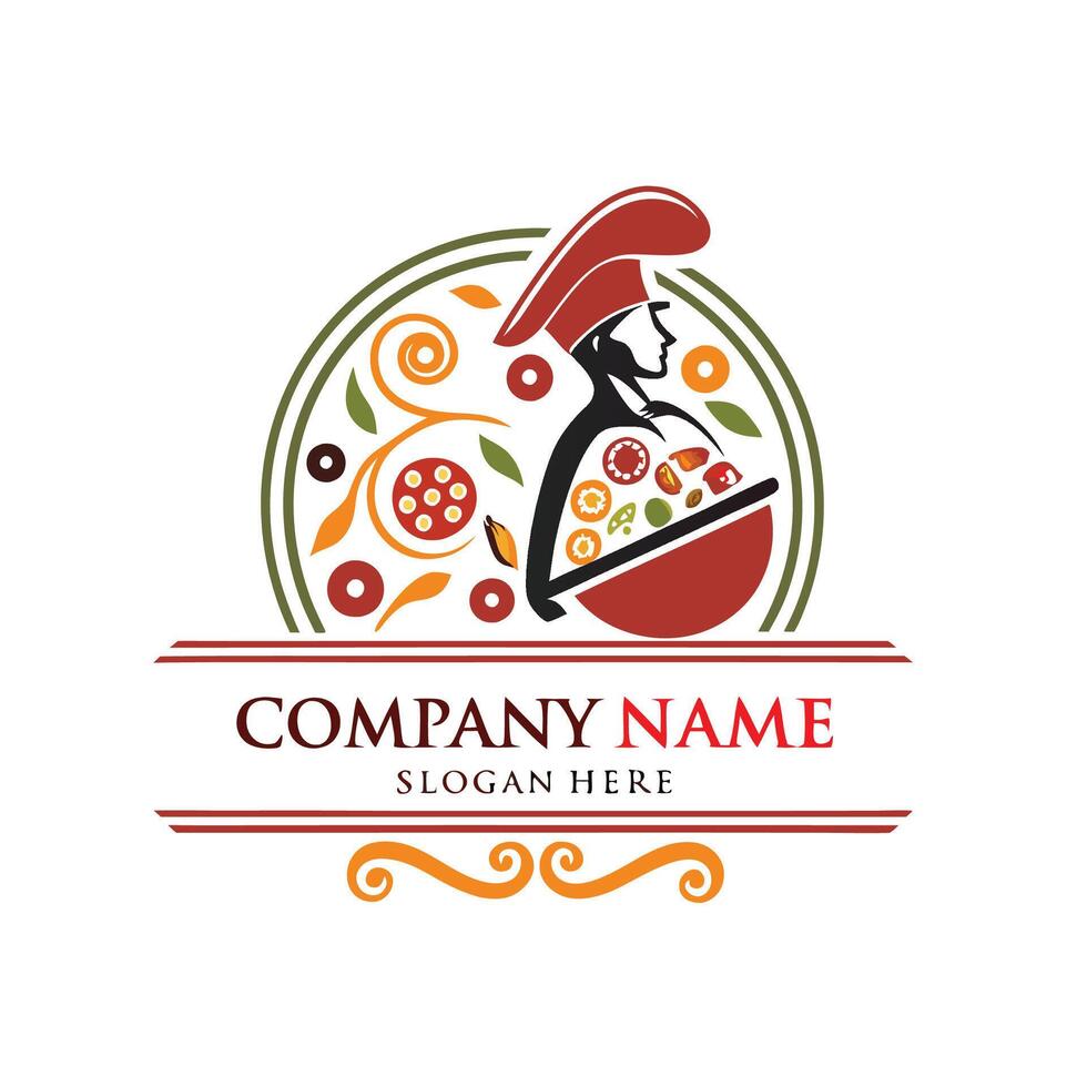 a logo for a restaurant or food business white background vector
