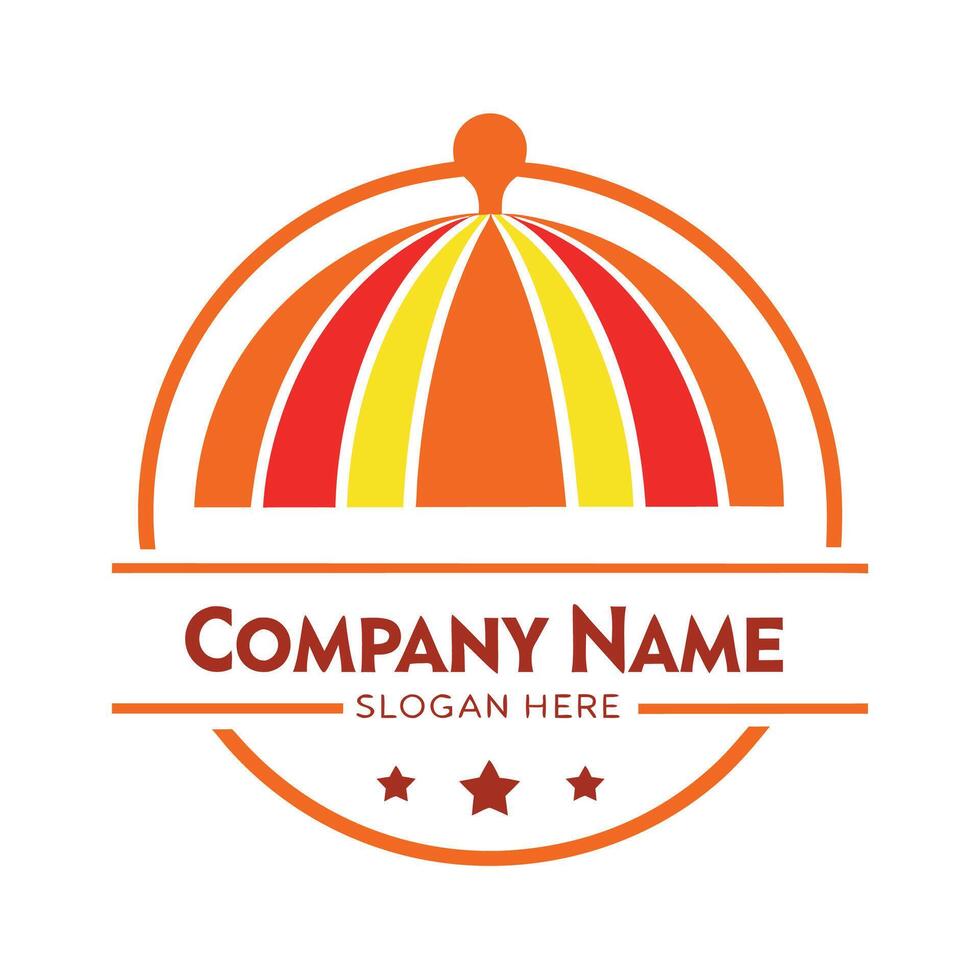a logo for a company with an orange and yellow umbrella white background vector