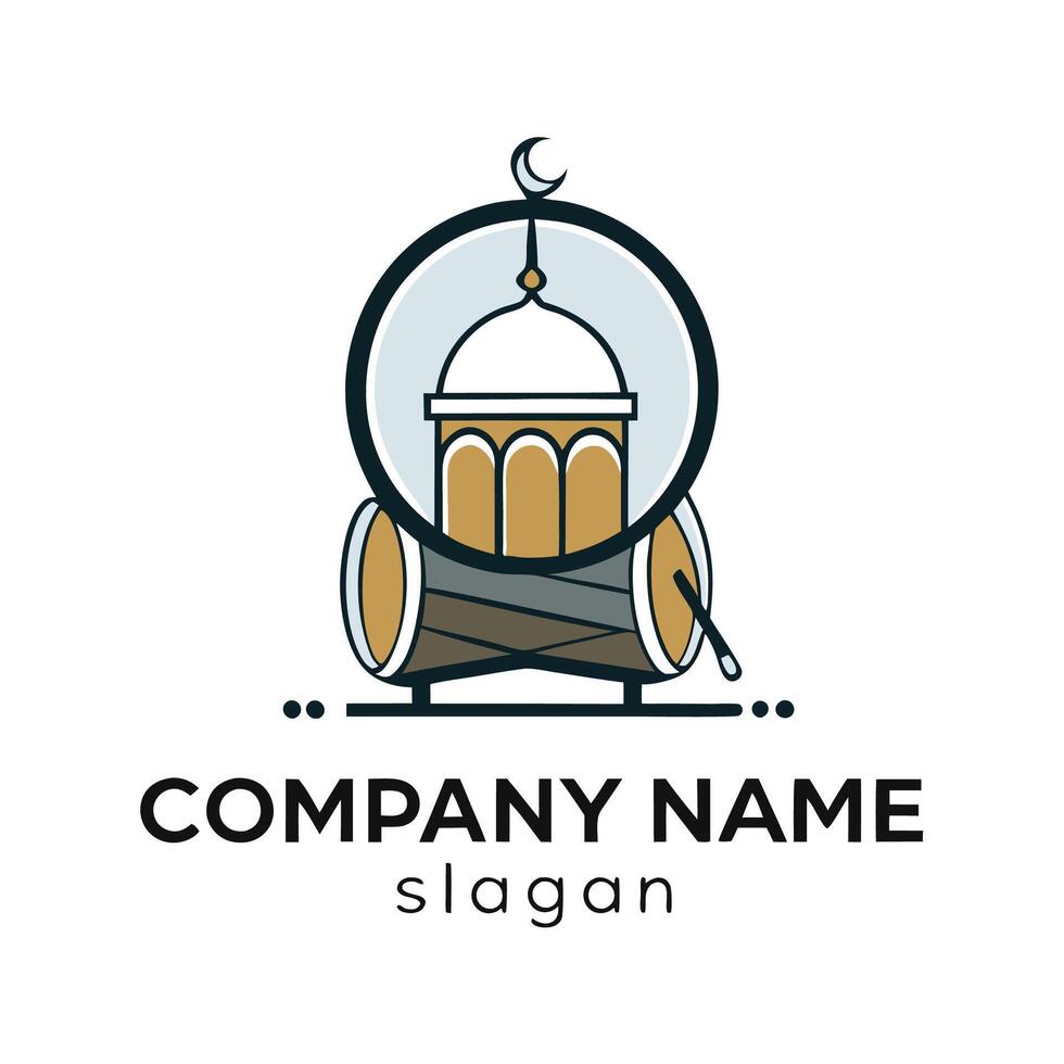 islamic mosque logo white background vector