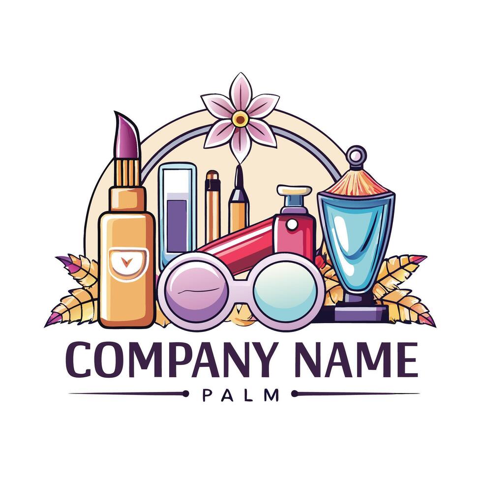 cosmetics and beauty products logo design white background vector
