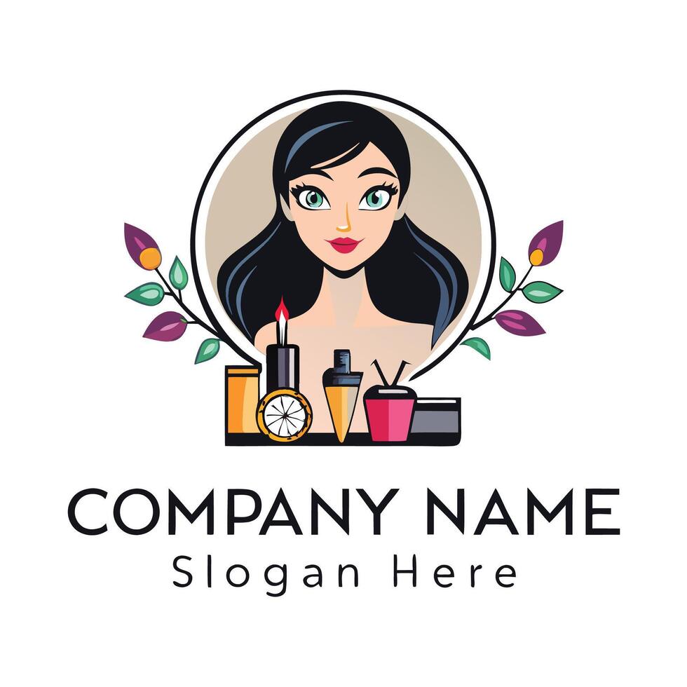 beauty salon logo beautiful white background vector