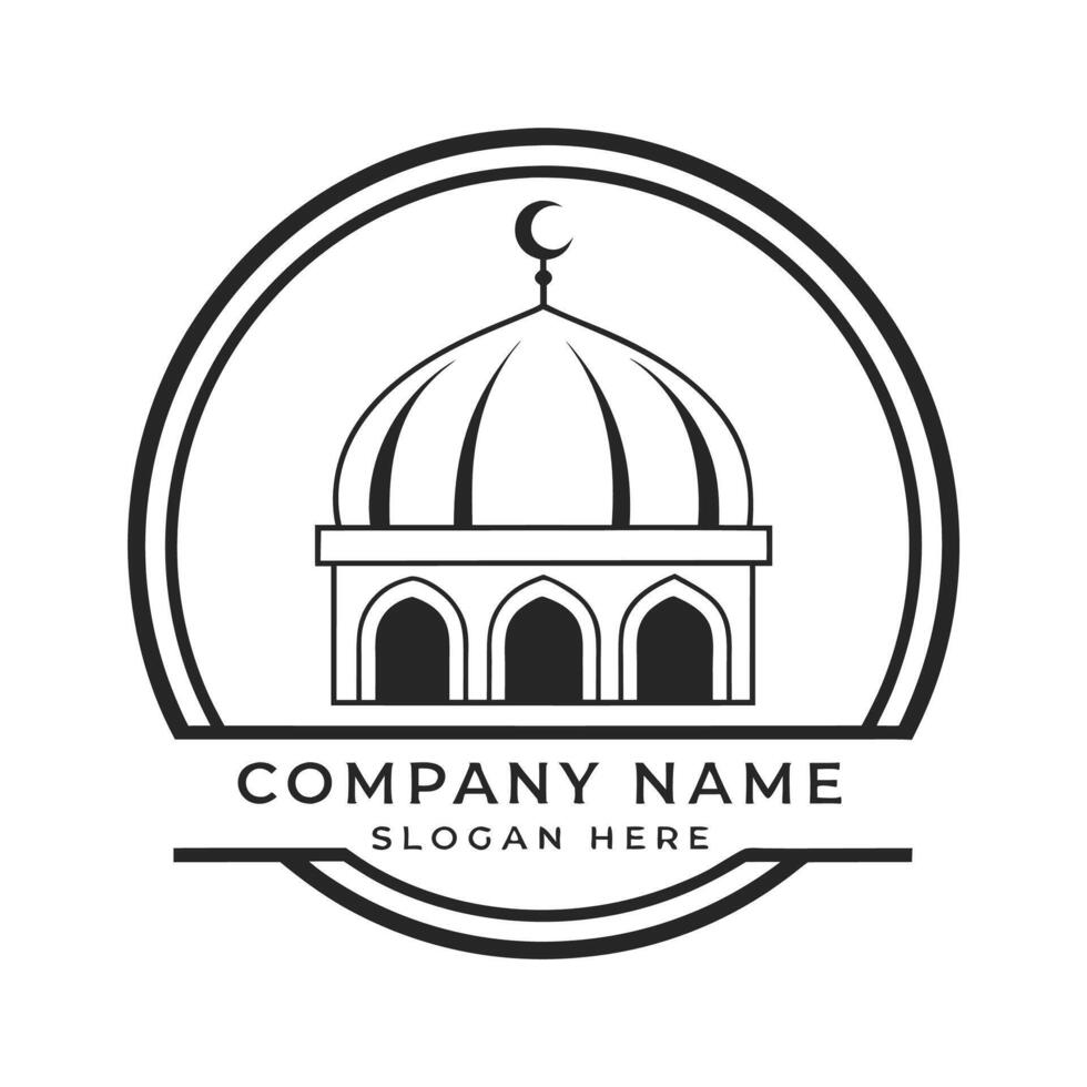 islamic mosque logo template and illustration white background vector