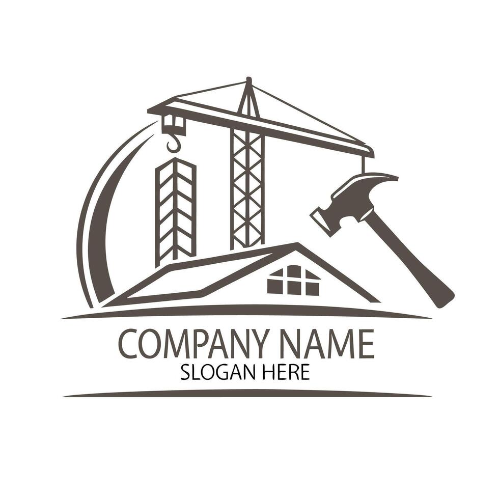 construction company logo template, illustration vector