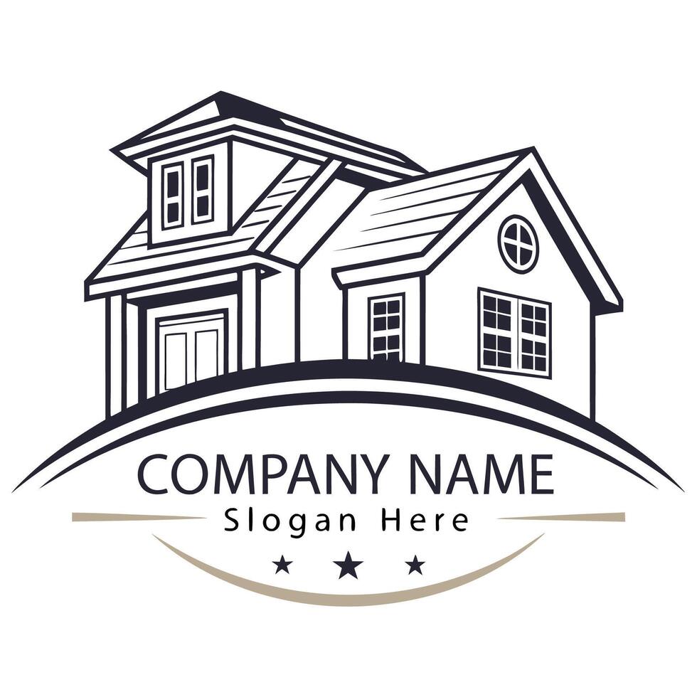 a house logo with a star on top white background vector