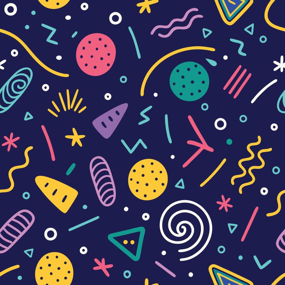 seamless pattern with colorful shapes, shapes white background vector