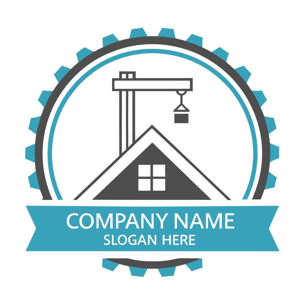 a house with crane and a crane on the roof white background vector