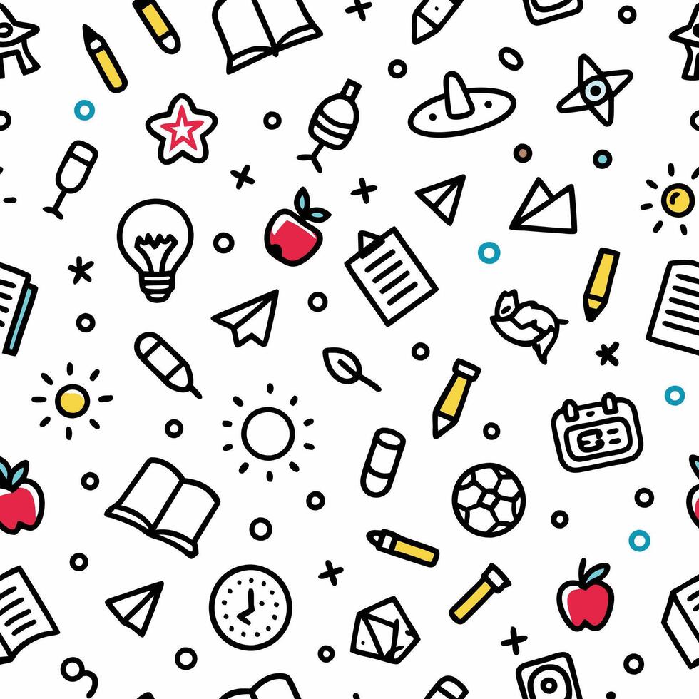 back to school seamless pattern illustration white background vector