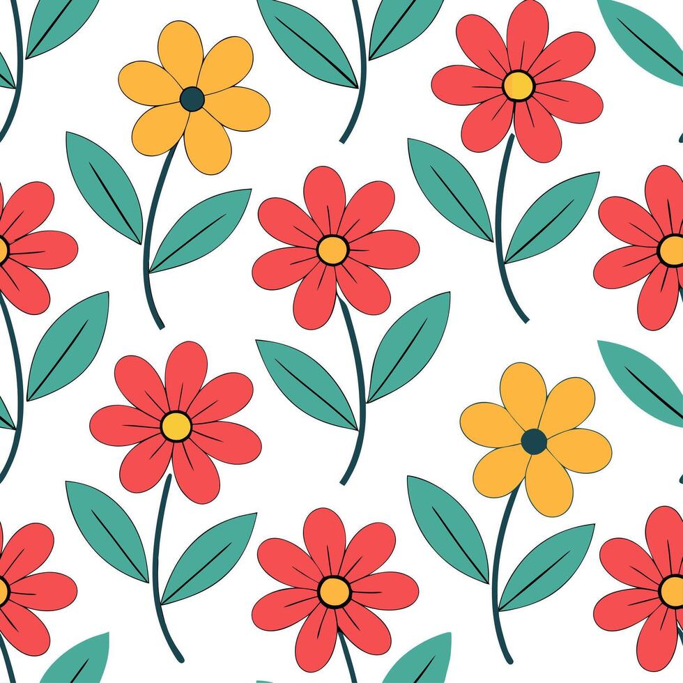 Bright summer flowers seamless pattern with large bold petals and vibrant colors for lively garden themes concept as Bright and bold summer flowers pattern with large petals and vi Clean Set 4 vector