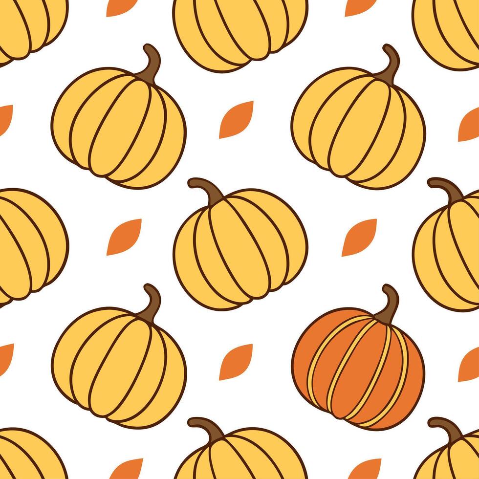 Bright autumn harvest seamless pattern with colorful pumpkins squashes and gourds for a festive fall look concept as Festive autumn harvest pattern with colorful pumpkins squashes Clean Set 2 vector