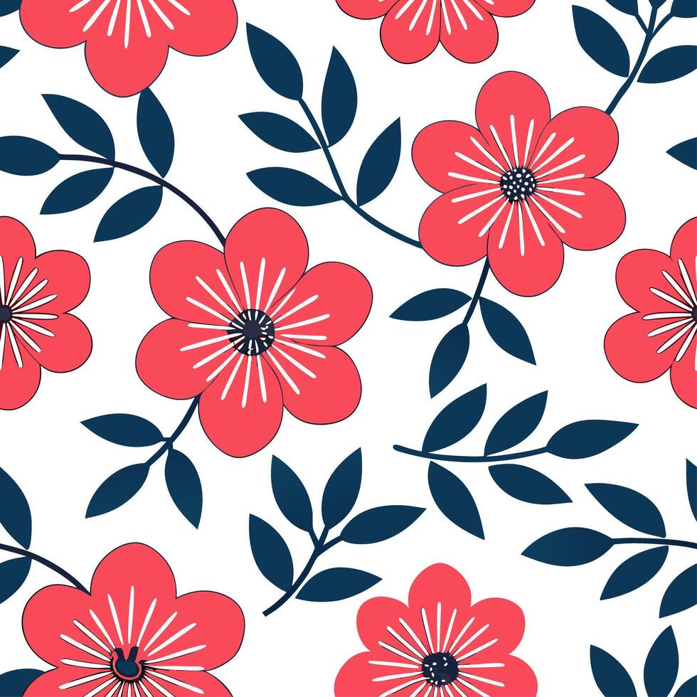 Bold summer flowers seamless pattern with oversized blooms and contrasting colors for dramatic designs concept as Dramatic summer flowers pattern with oversized blooms and bold col Clean Set 4 vector