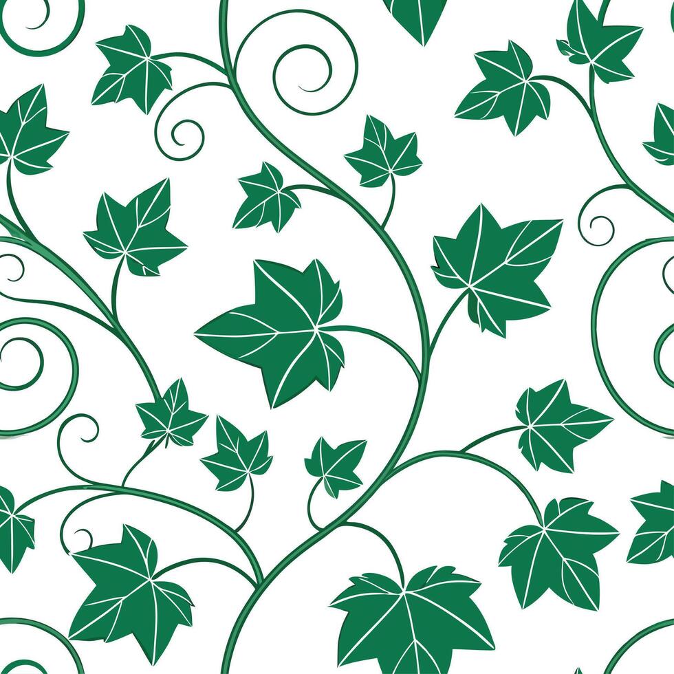 Beautiful spring vine and ivy seamless tile pattern with twisting green tendrils and vibrant leaves concept as Twisting vines and ivy with vibrant green tendrils form a beautiful a Clean vector