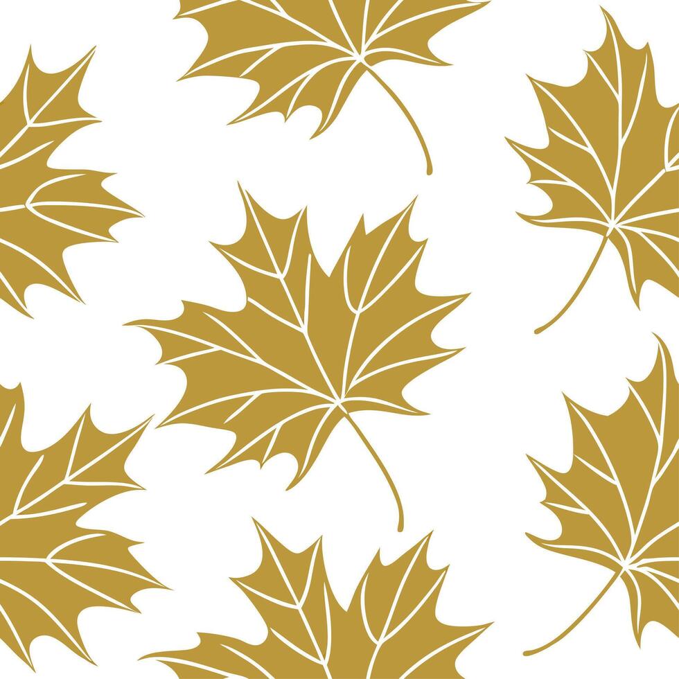 Autumn leaves seamless pattern with golden yellow hues and delicate veins for an elegant refined look concept as Elegant autumn leaves pattern with golden yellow hues and delicate Clean Set 2 vector