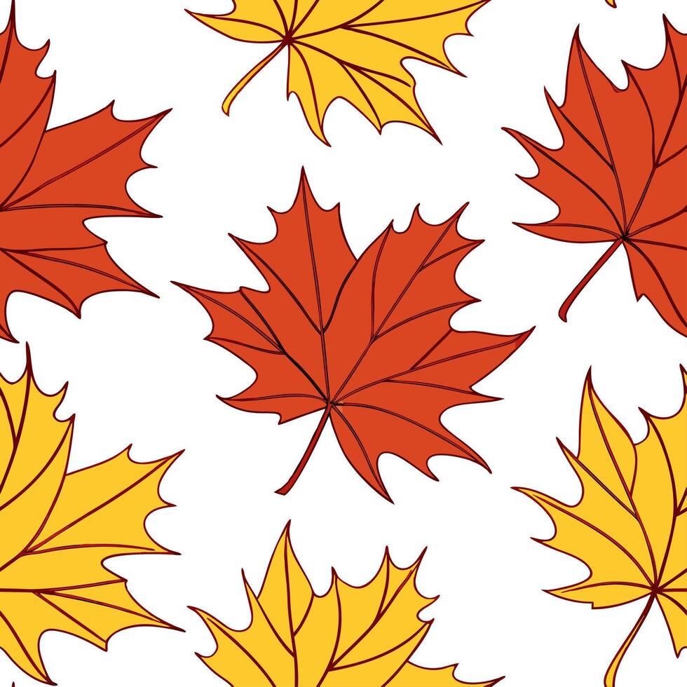 Autumn leaves seamless pattern with rich red orange and yellow hues for vibrant fall designs concept as Vibrant autumn leaves pattern with rich red orange and yellow hues perfect f Clean Set 2 vector