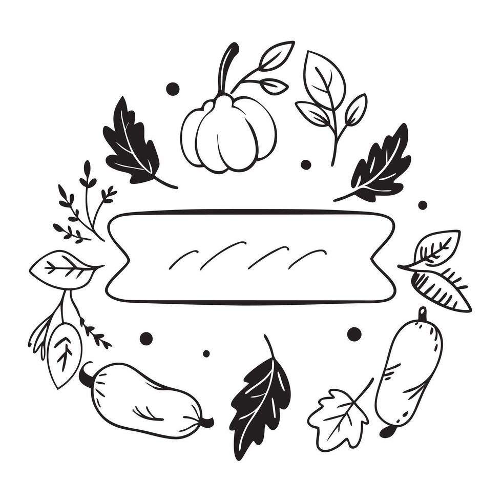 Autumn Leaves Border with Pumpkins and Fall Blessings Wording concept as A beautifully designed border frame featuring a variety of autumn leaves and pumpkins The words Fall Bless Clean vector