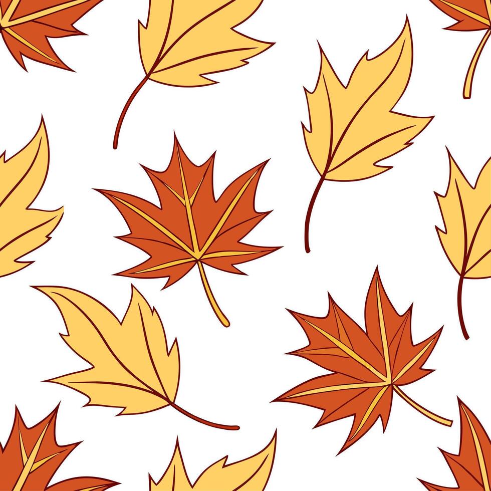 Autumn leaves seamless pattern with falling leaves and wind swept textures for a dynamic natural look concept as Falling autumn leaves pattern with wind swept textures and dynamic Clean Set 2 vector