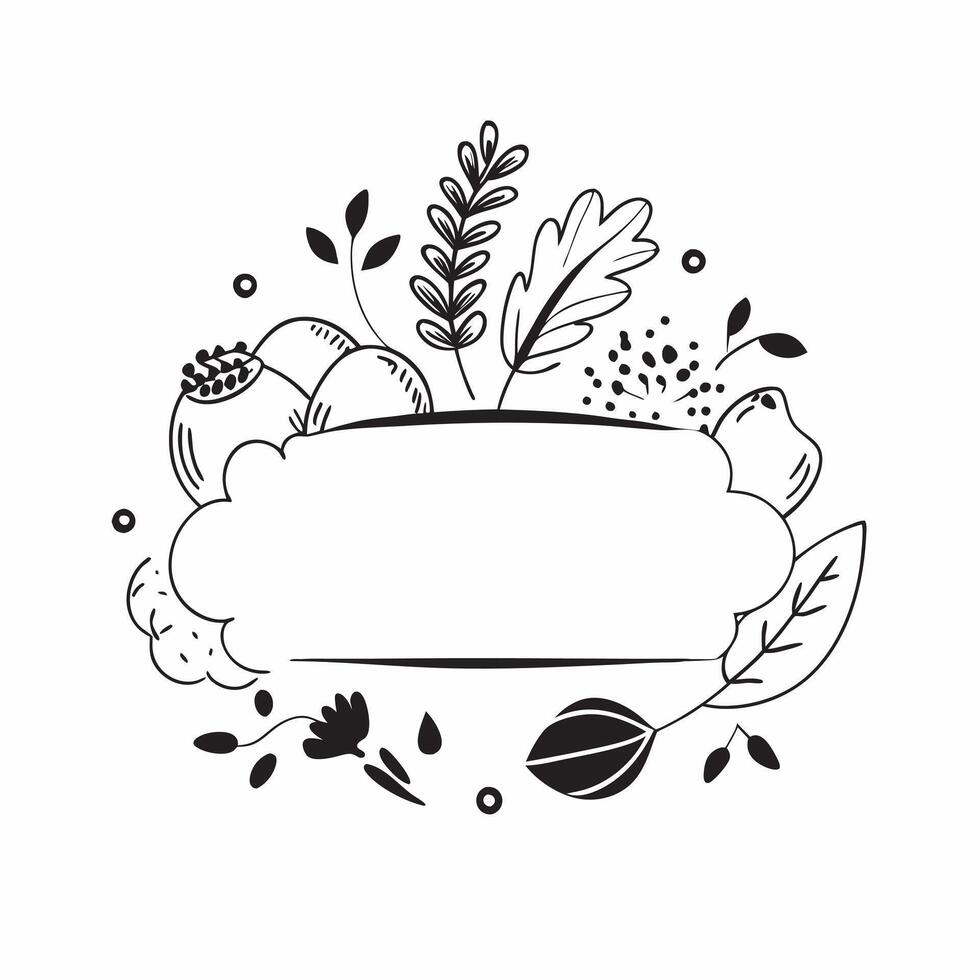 Autumn Leaves and Cornucopia Border with Happy Thanksgiving Wording concept as An elegant border frame adorned with a variety of autumn leaves and a cornucopia filled with harvest Clean vector