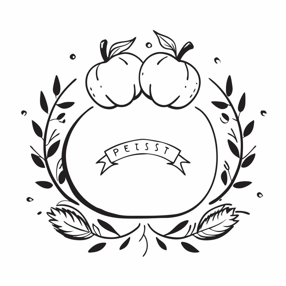 Autumn Garland Border with Squash and Blessed Harvest Wording concept as A beautifully illustrated border frame featuring an autumn garland made of squash leaves and berries The w Clean Set 5 vector