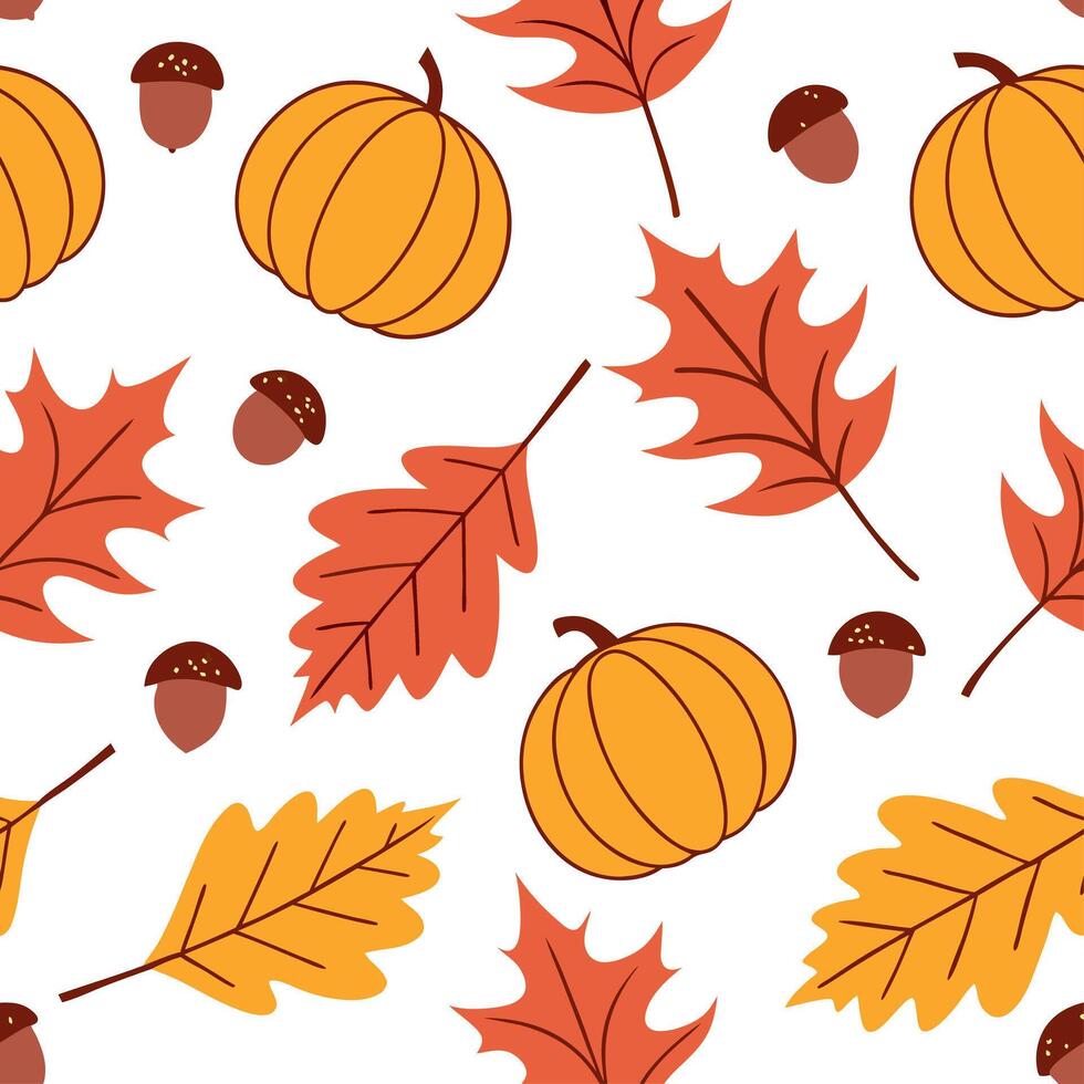 Autumn foliage seamless tile pattern with falling leaves cozy tones and pumpkin spice vibes concept as Falling autumn leaves warm colors and cozy seasonal accents create a seamless Clean vector
